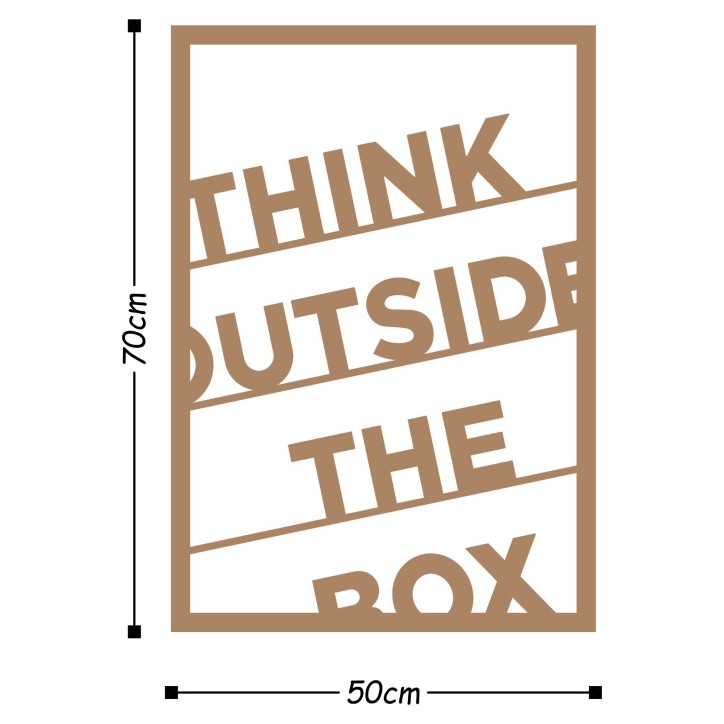 Decoración pared de metal Think Outside The Box cobre 50x70 cm