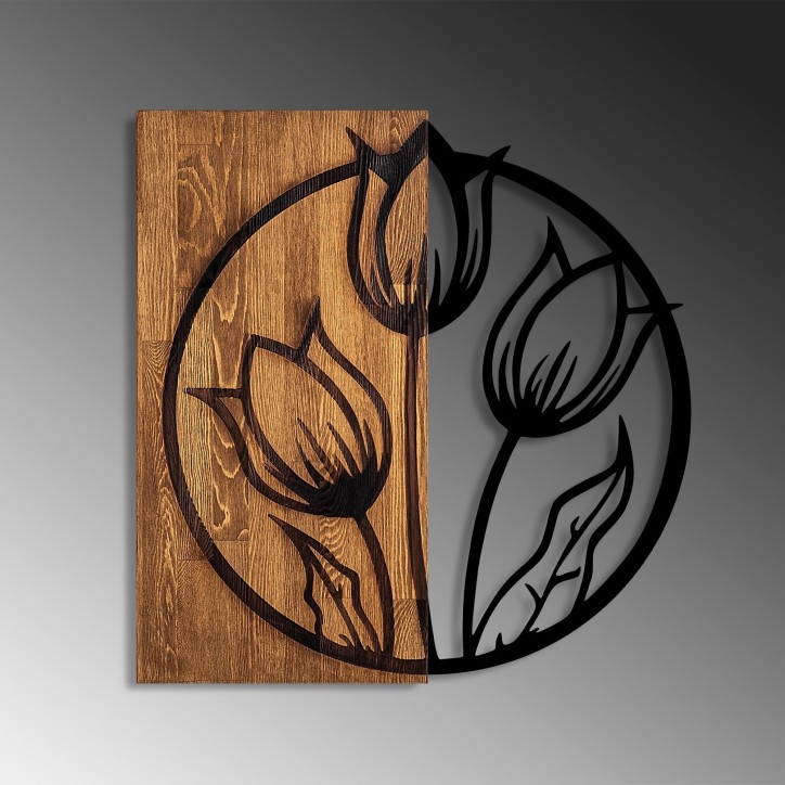 Decoración pared de madera Tulips nogal negro 56x57 cm