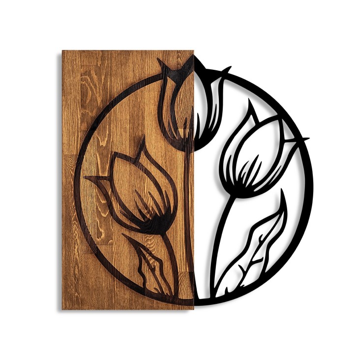 Decoración pared de madera Tulips nogal negro 56x57 cm