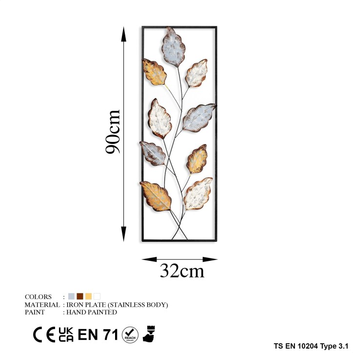 Decoración pared de metal Fagus 3 multicolor 32x90 cm