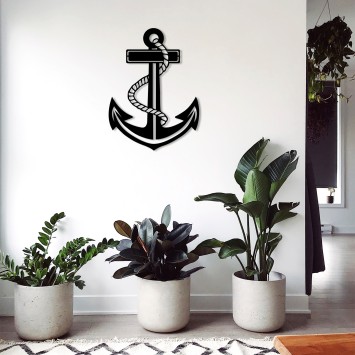 Decoración pared de metal Anchor 3 negro 48x60 cm