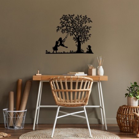 Decoración pared de metal Swing And Kids negro 69x57 cm