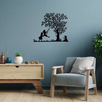 Decoración pared de metal Swing And Kids negro 69x57 cm