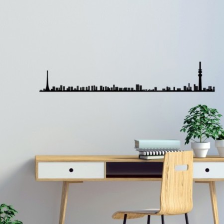 Decoración pared de metal Tokyo Skyline negro 120x21 cm