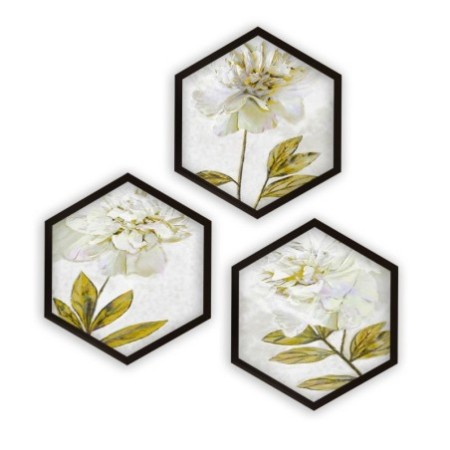 Cuadro decorativo enmarcado 6GEN131514 multicolor 35x35 cm (3 piezas)