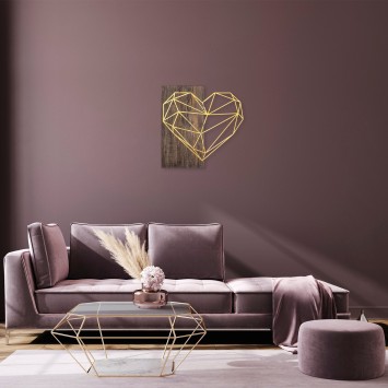 Decoración pared de madera Heart oro nogal 58x58 cm