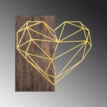 Decoración pared de madera Heart oro nogal 58x58 cm