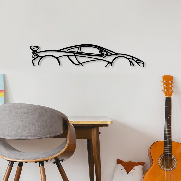 Decoración pared de metal Mclaren P1 Silhouette negro 68x14 cm