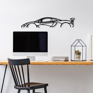 Decoración pared de metal Mclaren P1 Silhouette negro 68x14 cm