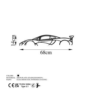 Decoración pared de metal Mclaren P1 Silhouette negro 68x14 cm