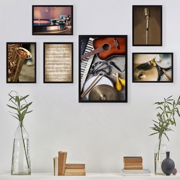 Cuadro decorativo enmarcado SET_103 multicolor 24x29 cm (5 piezas) 24x44 cm (1 pieza)
