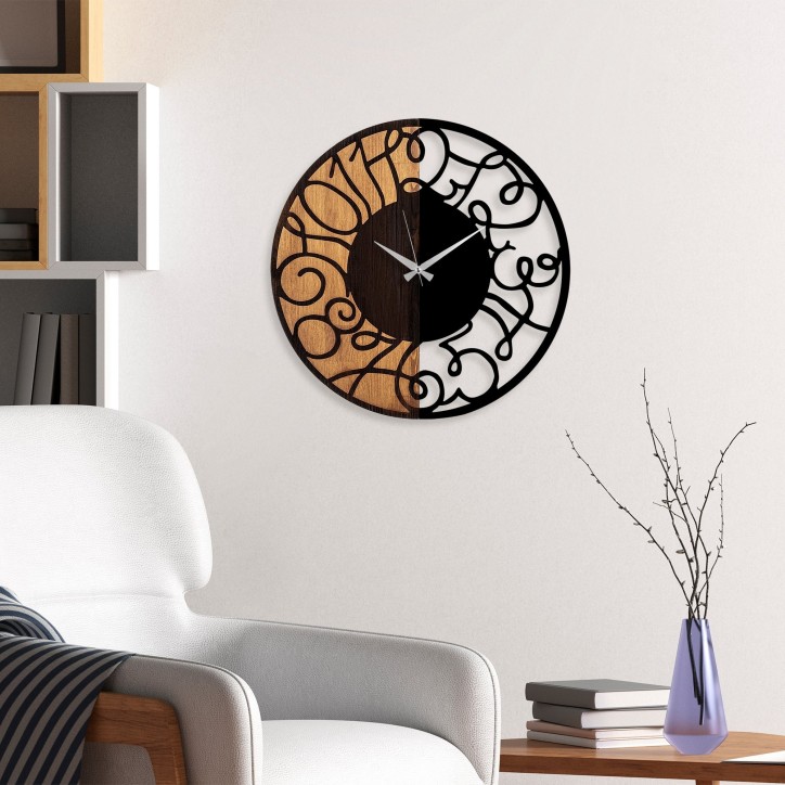 Reloj de pared madera Modelo-55 nogal negro diámetro 56 cm