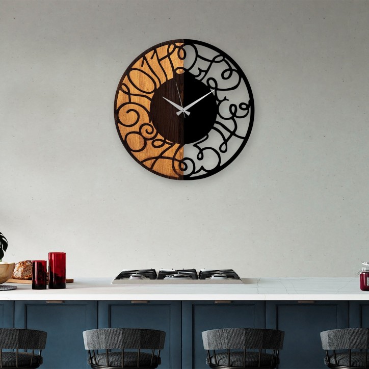 Reloj de pared madera Modelo-55 nogal negro diámetro 56 cm