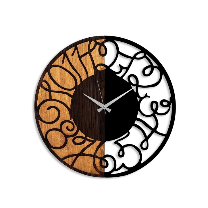 Reloj de pared madera Modelo-55 nogal negro diámetro 56 cm