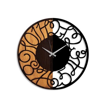 Reloj de pared madera Modelo -55 nogal negro diámetro 56 cm