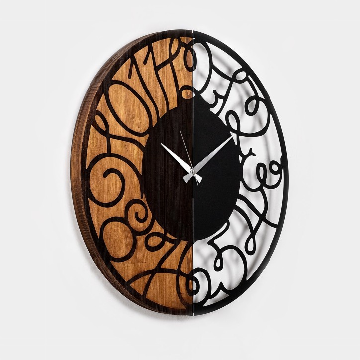 Reloj de pared madera Modelo-55 nogal negro diámetro 56 cm