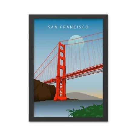 Pintura decorativa enmarcada MDF San Francisco 2 (55 x 75) multicolor 55x75 cm