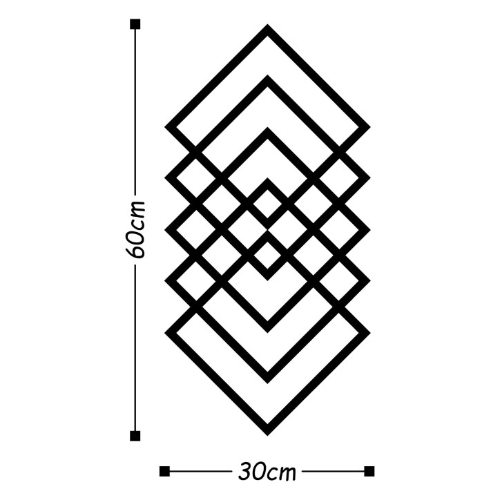 Decoración pared de metal Geometry negro 30x60 cm