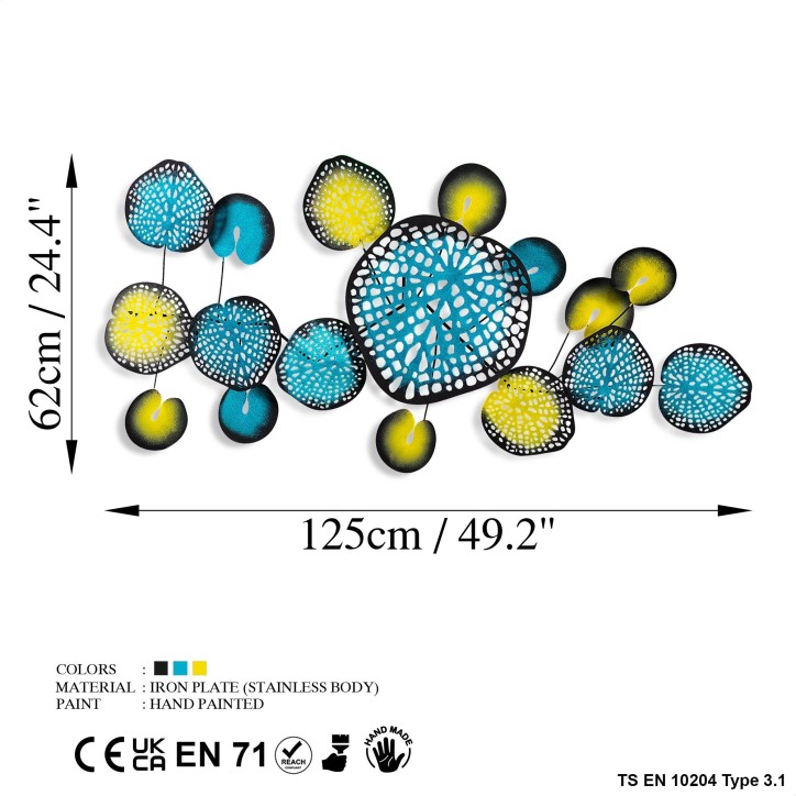 Decoración pared de metal Nenuharps 1 multicolor 125x62x4 cm