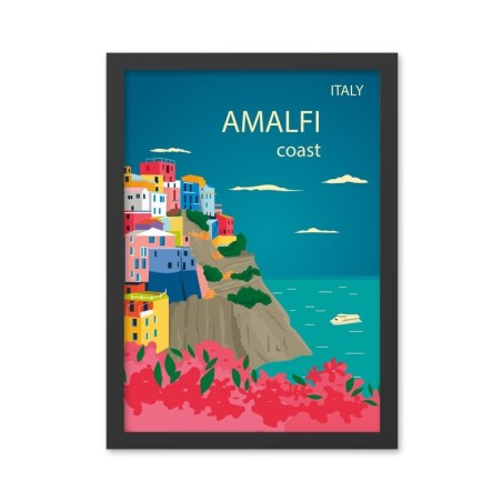 Pintura decorativa enmarcada MDF Amalfi (40 x 55) multicolor 40x55 cm