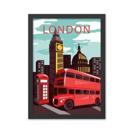 Pintura decorativa enmarcada MDF London 8 (40 x 55) multicolor 40x55 cm