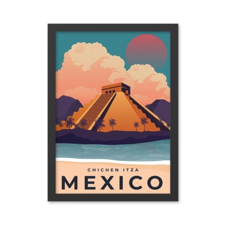 Pintura decorativa enmarcada MDF Mexico 2 (40 x 55) multicolor 40x55 cm