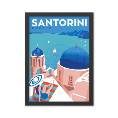 Pintura decorativa enmarcada MDF Santorini (40 x 55) multicolor 40x55 cm