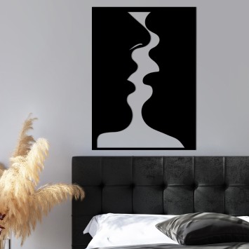 Decoración pared de metal Kissing Moment negro 50x0.15x70 cm