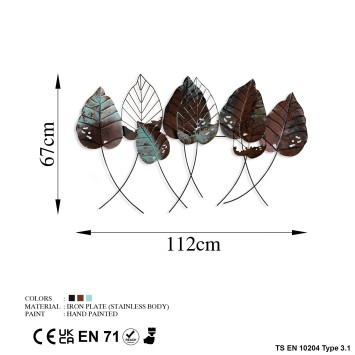 Decoración pared de metal Casting Leaf 3 multicolor 112x67 cm