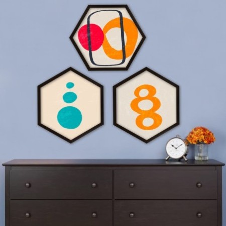 Cuadro decorativo enmarcado 6GEN1891475 multicolor 35x35 cm (3 piezas)