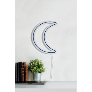 Iluminación LED decorativa de plástico Crescent azul 26x37x2 cm