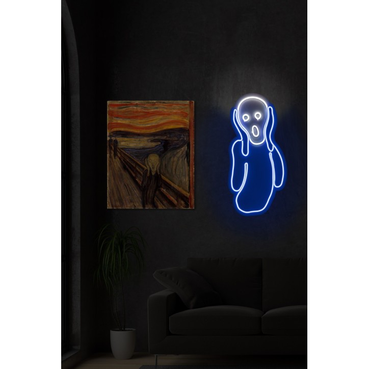 Iluminación LED decorativa de plástico Scream azul blanco 28x55x3 cm