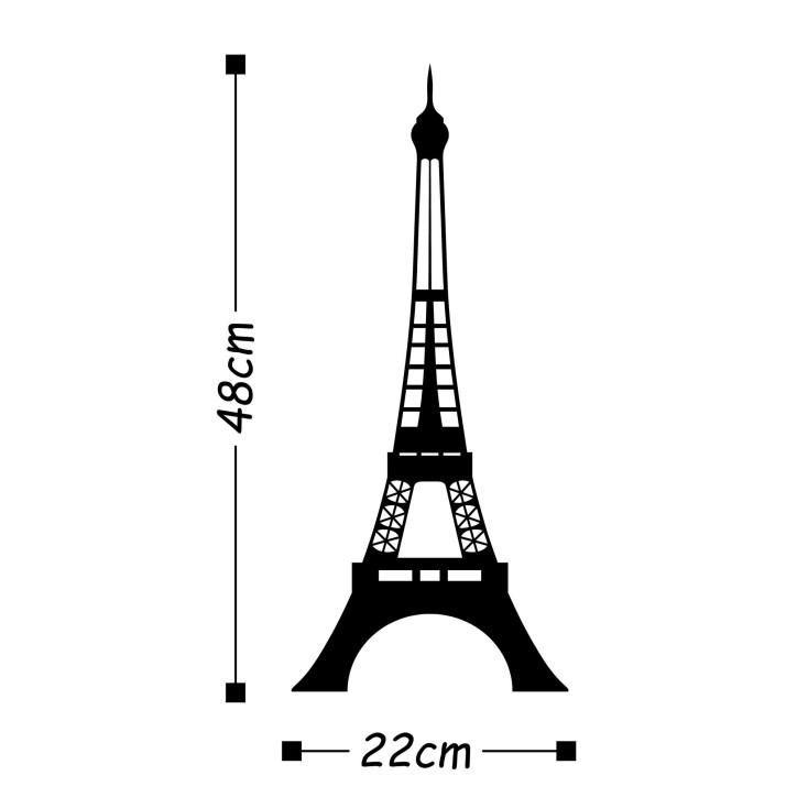 Decoración pared de metal Eiffel Tower negro 22x48 cm