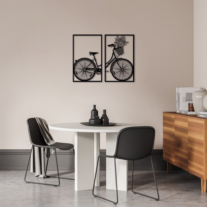 Decoración pared de metal Nostalgic Bike-271 negro 43x70 cm (2 piezas)