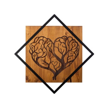 Decoración pared de madera Tree Heart nogal negro 54x54 cm