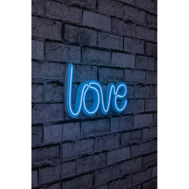 Iluminación LED decorativa de plástico Love azul 37x19x2 cm