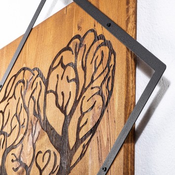 Decoración pared de madera Tree Heart nogal negro 54x54 cm