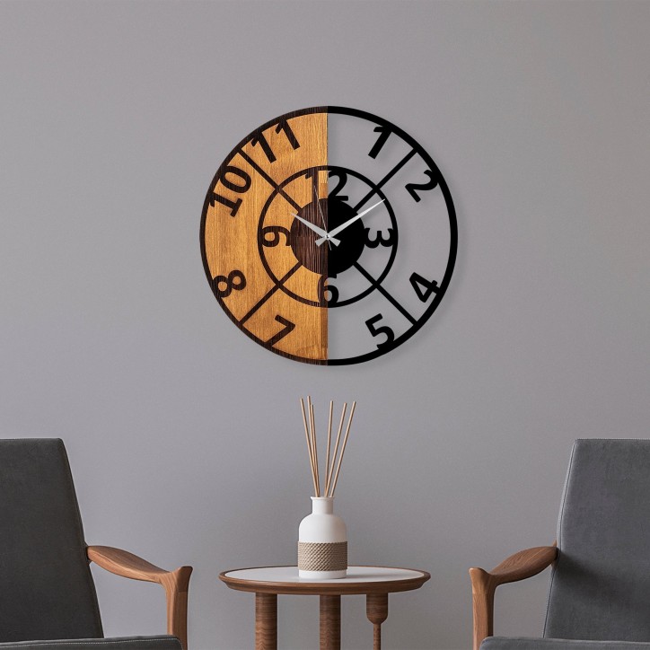 Reloj de pared madera Modelo-57 nogal negro diámetro 56 cm