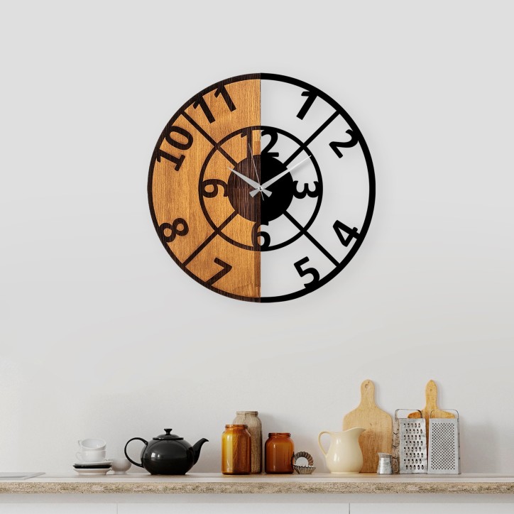 Reloj de pared madera Modelo-57 nogal negro diámetro 56 cm