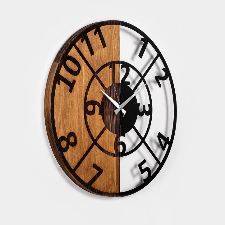 Reloj de pared madera Modelo-57 nogal negro diámetro 56 cm