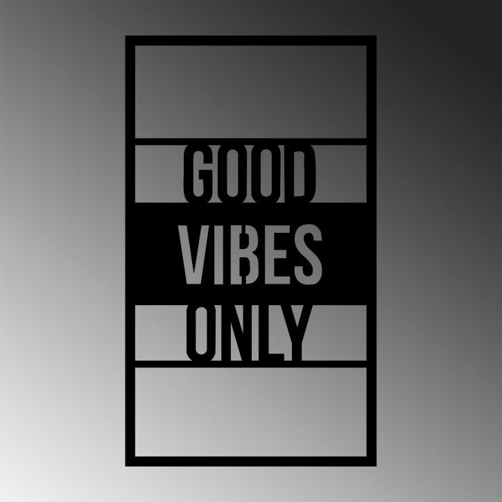 Decoración pared de metal Good Vibes Only negro 40x1.5x68 cm