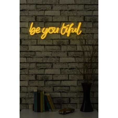 Iluminación LED decorativa de plástico Be you tiful amarillo 57x19.5x2 cm