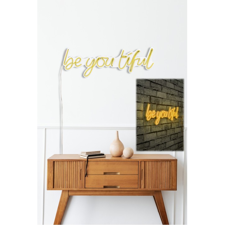 Iluminación LED decorativa de plástico Be you tiful amarillo 57x19.5x2 cm