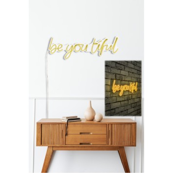 Iluminación LED decorativa de plástico Be you tiful amarillo 57x19.5x2 cm