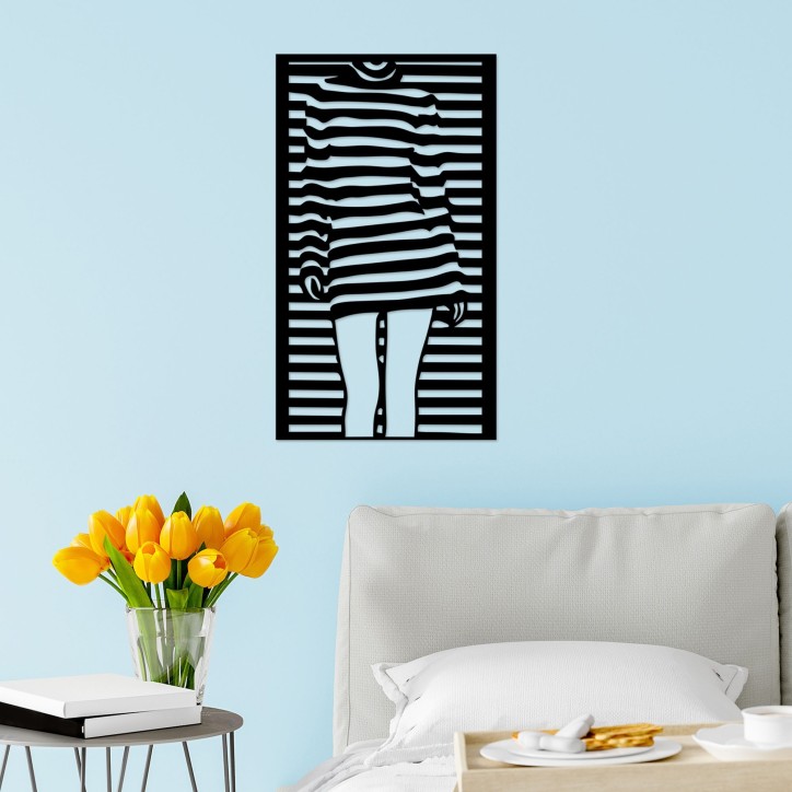 Decoración pared de metal Woman Dress negro 39x56 cm