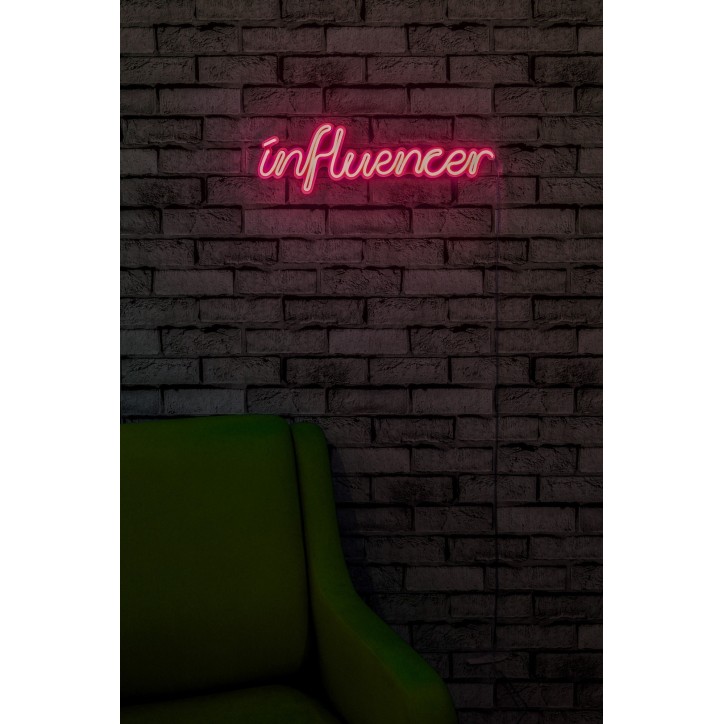 Iluminación LED decorativa de plástico Influencer rosa 50x16x2 cm