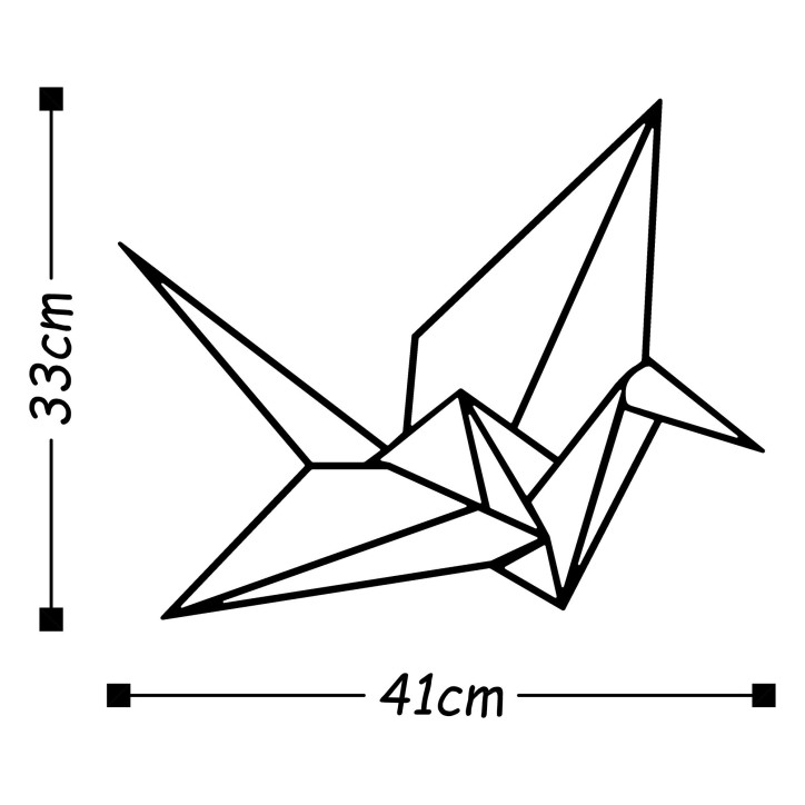 Decoración pared de metal Origami negro 33x41 cm