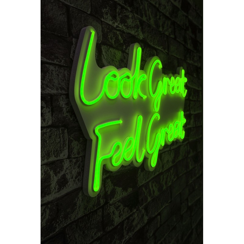 Iluminación LED decorativa de plástico Look Great Feel Great verde 36x58x2 cm