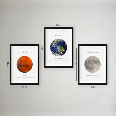Cuadro decorativo enmarcado SET_091 multicolor 24x29 cm (3 piezas)