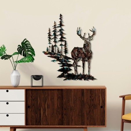 Decoración pared de metal Deer multicolor 65x79 cm